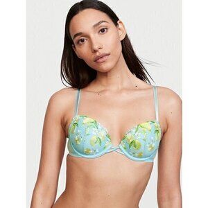 Victoria's Secret Lightly-Lined Lemon Embroidery Demi Bra Size 32C NWOT